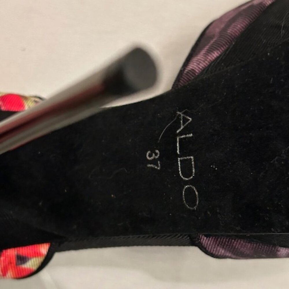 ALDO metal stiletto heels with leopard and hot pink/red floral pattern - Picture 9 of 10